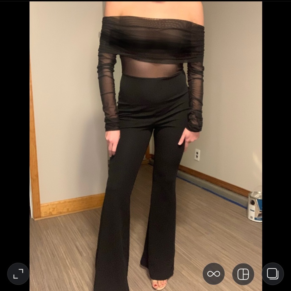 Black Mesh Jumpsuit